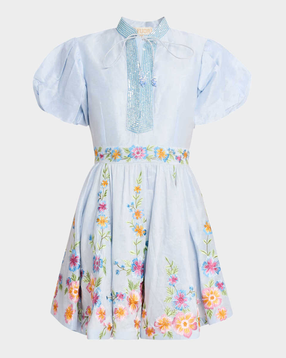 Eva Azure Embellished Mini Dress